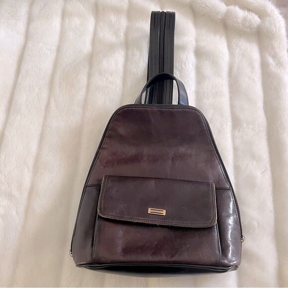 Landau Sacamoto brown leather backpack - Picture 1 of 14
